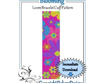 Bead Pattern Loom(Bracelet Cuff)-Blooming