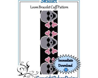 Bead Pattern Loom(Bracelet Cuff)-Skullet