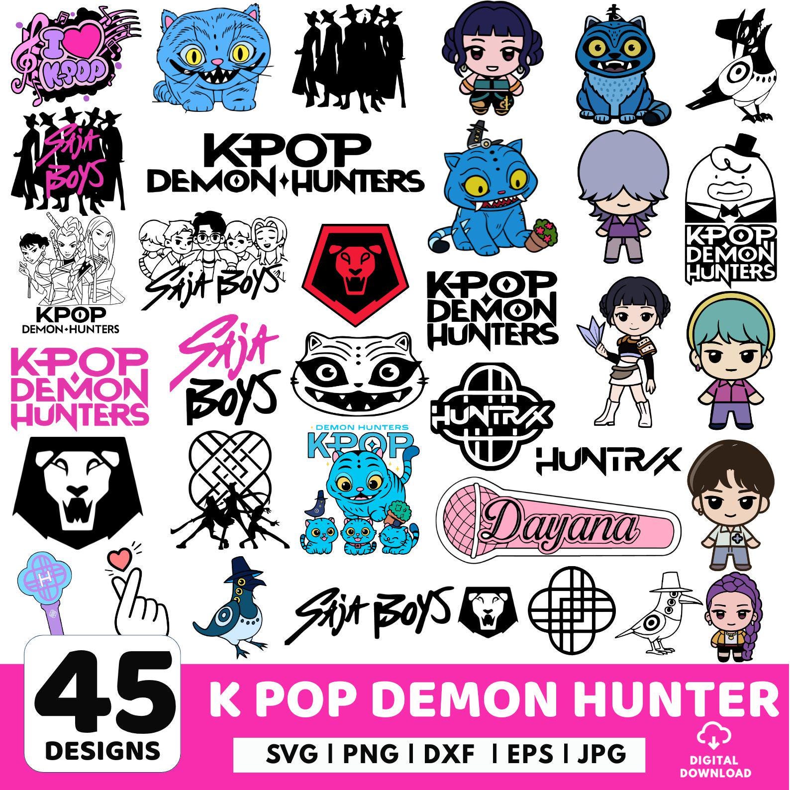 Kpop Demon Hunters Clipart, Saja Boys PNG SVG Bundle (digital