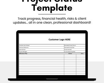 Modèle d'état du projet – Excel | Tableau de bord du chef de projet | Téléchargement instantané