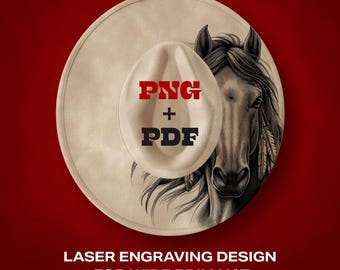 Boho Horse Hat Laser Engraving Design: Wide Brim Burning PNG & PDF files