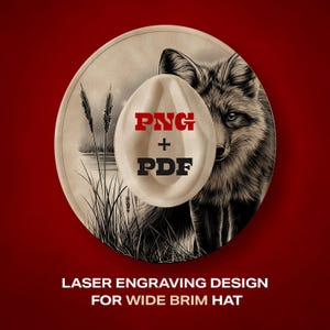 Fox Hat Laser Engraving Design: Wide Brim Burning PNG & PDF files