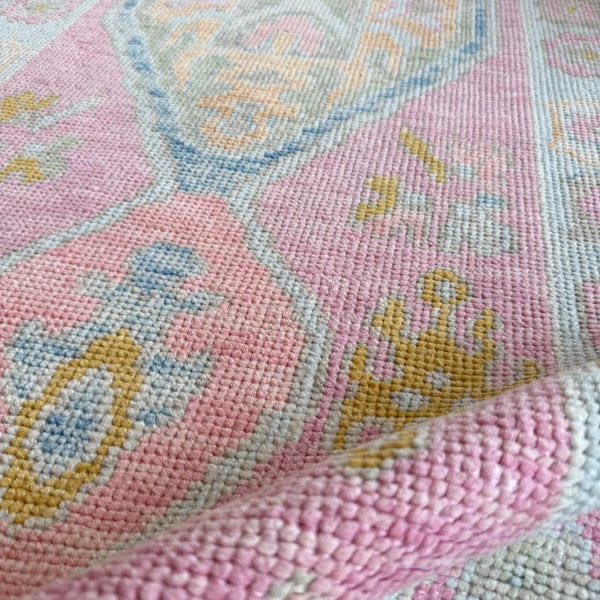 Türkischer Läufer Teppich Handgeknüpft Rosa Pastell Pastell Anatolischer Teppich Flur Küche Flur, Benutzerdefinierte Größe Vintage Style Runner, 3x10