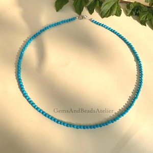 Dainty Turquoise Beads Choker, Natural 3mm Turquoise, Meaningful Gift.