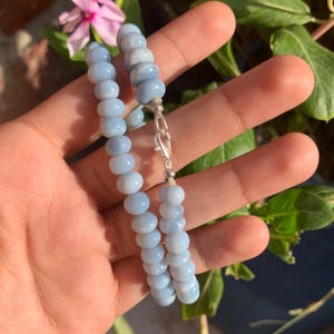 Blue Peruvian Opal Beaded Necklace, Natural Blue Candy Opal Beads , Birthday Gift.