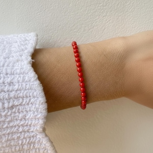 Genuine Red Coral bracelet 6mm, high quality Italian Coral bracelet, Stacking Bracelet, April Birthstone, Christmas Gift, Unisex Bracelet.