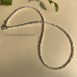 Mother Of Pearl Necklace, 2mm Mother Of Pearl Beads, Minimalist Choker. image 5