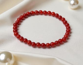 Genuine Red Carnelian Stretch Bracelet, 6mm Carnelian Beads, Healing Crystal Bracelet, Stone of Luck, creativity, motivation, and confidence