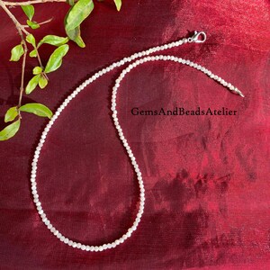 Mother Of Pearl Necklace, 2mm Mother Of Pearl Beads, Minimalist Choker. image 6