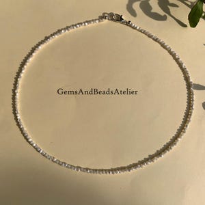 Mother Of Pearl Necklace, 2mm Mother Of Pearl Beads, Minimalist Choker. image 3