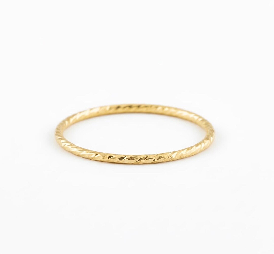 14K Solid Gold Rope Ring, Simple Engagement Ring, Couple Promsie Ring ...