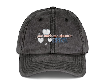 Gorra vintage "Tú provocas mi pico de dopamina", gorra de béisbol bordada, gorra con TDAH, frase divertida de San Valentín, TDAH divertido, humor neurodivergente