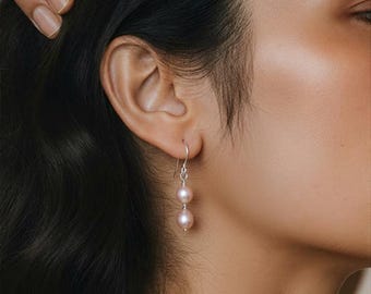 Boucles D'oreilles Goutte En Argent Sterling 925 - Perle De Tahiti & Topaze Blanche - 11mm - Neuf Sans Emballage