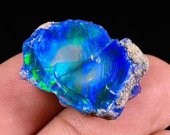 エチオピア　オパール　青　透明　ブルー　30ct 原石　鉱石　標本 高品質 《 大きい エチオピアオパール 原石 ブルー系 》 鉱物 オパール
