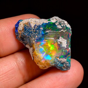 Fire Opal, Black Ethiopian Opal Rough Gemstone, 27X17X12 MM, Welo Black Opal Rough for Jewelry Making, Natural Raw Opal Stone, 24.00 Carats.