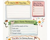 Bare Minimum Day Planner Printable, Burnout Self-Care Checklist (A4/A5/US Letter PDF)