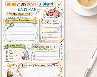 ADHD Daily Planner | Neurodivergent Brain Dump & Focus Map (PDF Printable)