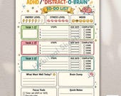 ADHD To-Do List | Daily Task Tracker for Neurodivergent (PDF, Letter Size A4/A5/Half Letter Size )