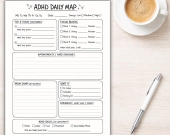 ADHDデイリープランナー｜フォーカスブロック、ブレインダンプ（デジタルダウンロード）
