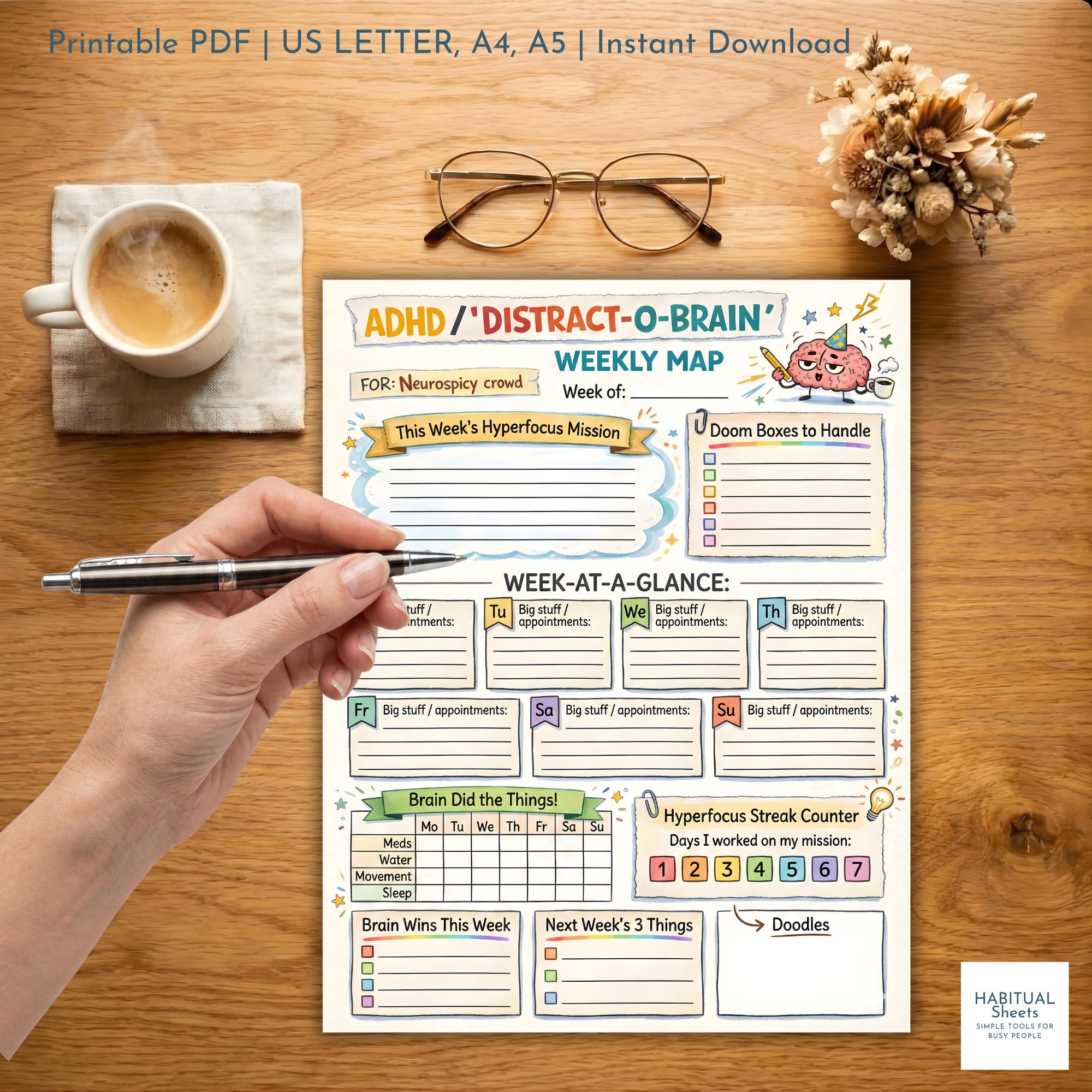 ADHD Planner Bundle Printable, Neurodivergent Brain, Daily, Weekly ...