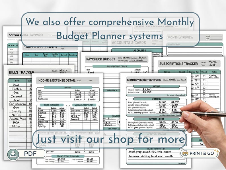 2026 Monthly Budget Planner Printable, Simple Finance Tracker PDF (A4, US Letter PDF) image 3