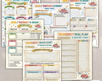 ADHD Planner Bundle printable, Neurodivergent Brain, Daily, Weekly (Digital Download, US/EU Sizes)