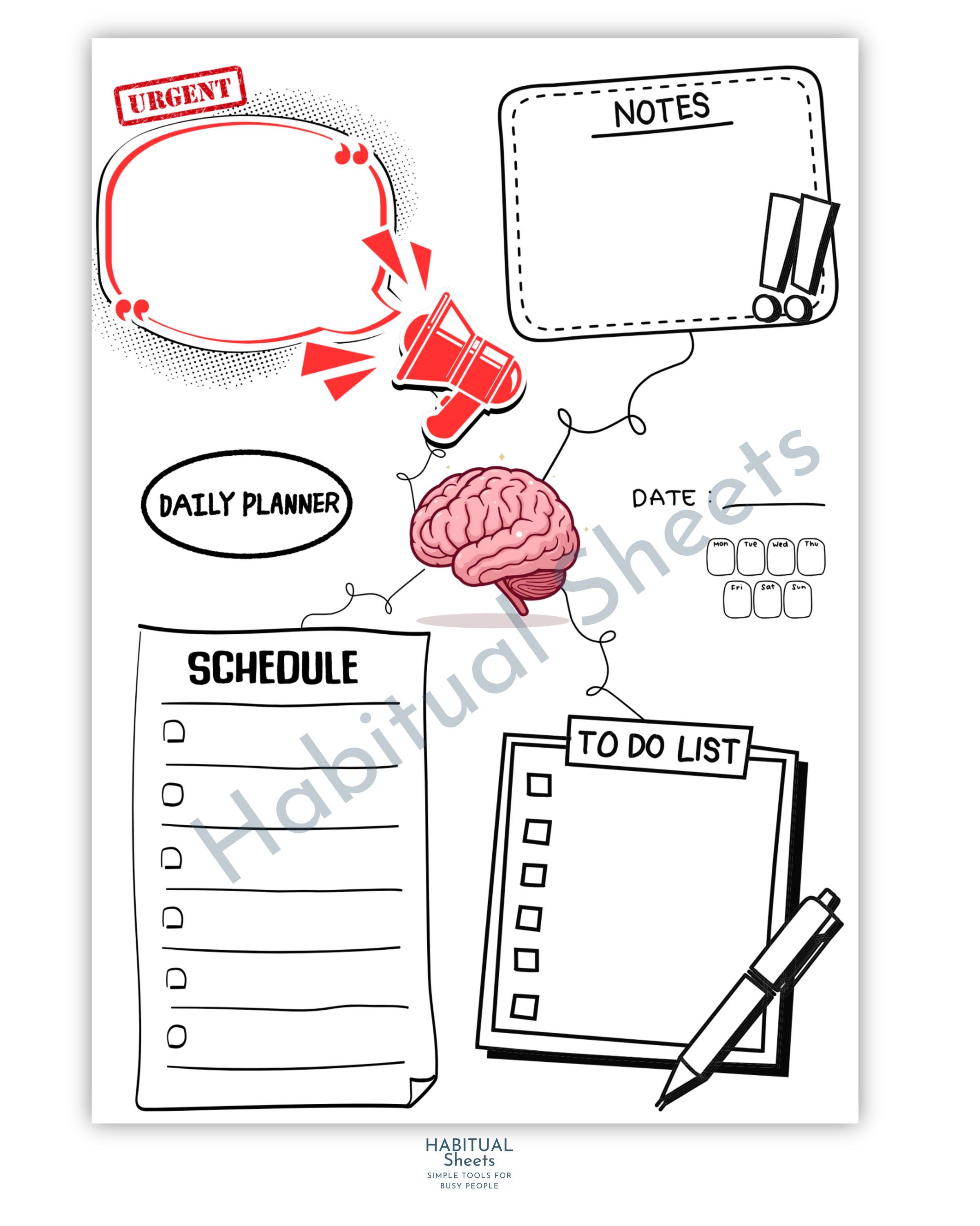 Daily Mind Map Planner – Printable To-do List, Schedule (PDF A4/A5/US ...