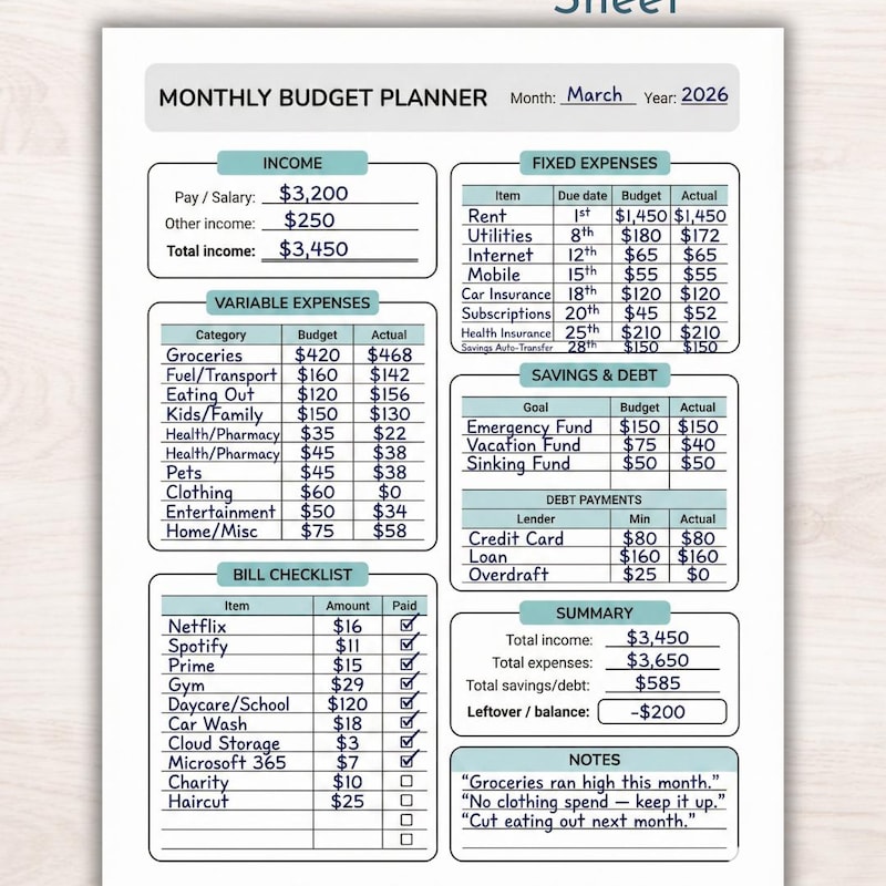 2026 Monthly Checklist - Etsy