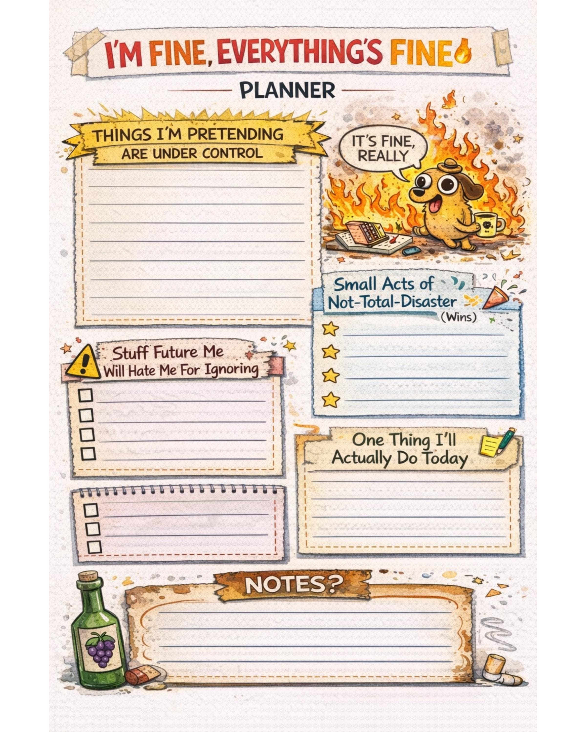 Funny Daily Planner, Chaos To-do List, A4/A5/US Letter (PDF Download ...