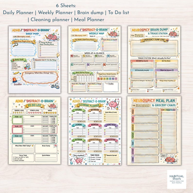 ADHD Planner Bundle Printable, Neurodivergent Brain, Daily, Weekly ...