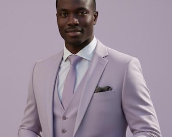 Men’s Lavender Suit Set, Classic Wedding Suit, Tailored Formal Party Wear