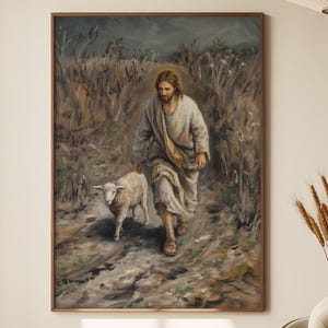 Cuadro clásico del Salvador al óleo / Impresión detallada con pinceladas al óleo / Decoración cristiana para el hogar / Impresión digital / Regalo para creyentes
