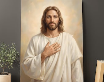 Jesus Sacred Heart Wall Art Printable | Christian Wall Decor | Jesus Hand on Heart Print | Faith Healing Art | Instant Download