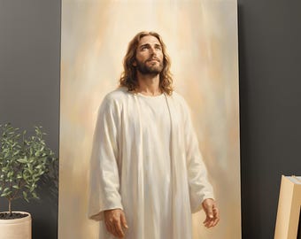 Jesus Wall Art Printable | Christian Wall Decor | Jesus Looking Up Print | Faith Hope Grace Art |  Instant Download