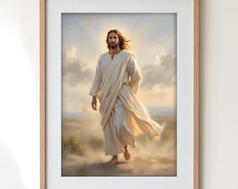 Jesus Wall Art Printable | Christian Wall Decor | Jesus Walking Print |  Religious Home Decor | Christian Gift Digital Download