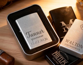 Encendedores grabados para padrinos de boda / Regalo personalizado para hombre / Encendedores para propuestas de padrinos de boda / Regalo para invitados a la fiesta de bodas