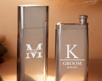 Customized cigar flask three-in-one,Custom Engraved Gift for Cigar Lovers,Gift for Groomsmen and Cigar Connoisseurs,Christmas Gift For Men