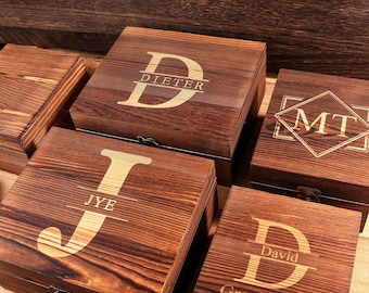 Personalized Wooden Groomsmen Gift Box, Engraved Wedding Proposal Box, Gift for him, Groomsman Set Box