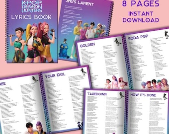 K-pop Demon Hunter Lyrics Book | Birthday Song Book Party Favor
