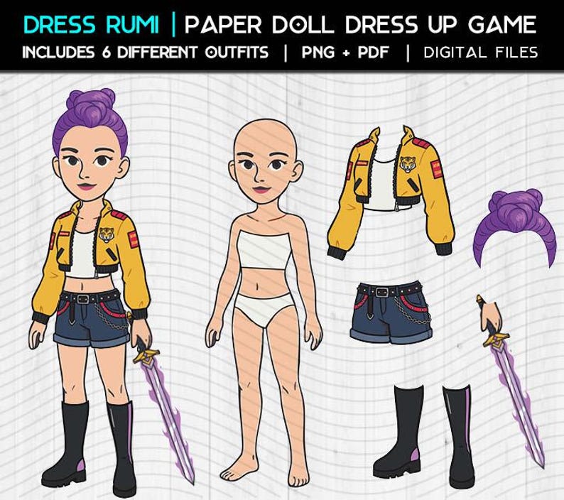 Kpop Demon Hunter Dress Rumi Paper Doll Party Dress Up Game Printable kpop-demon-hunter-dress-rumi-paper-doll-party-dress-up-game-printable