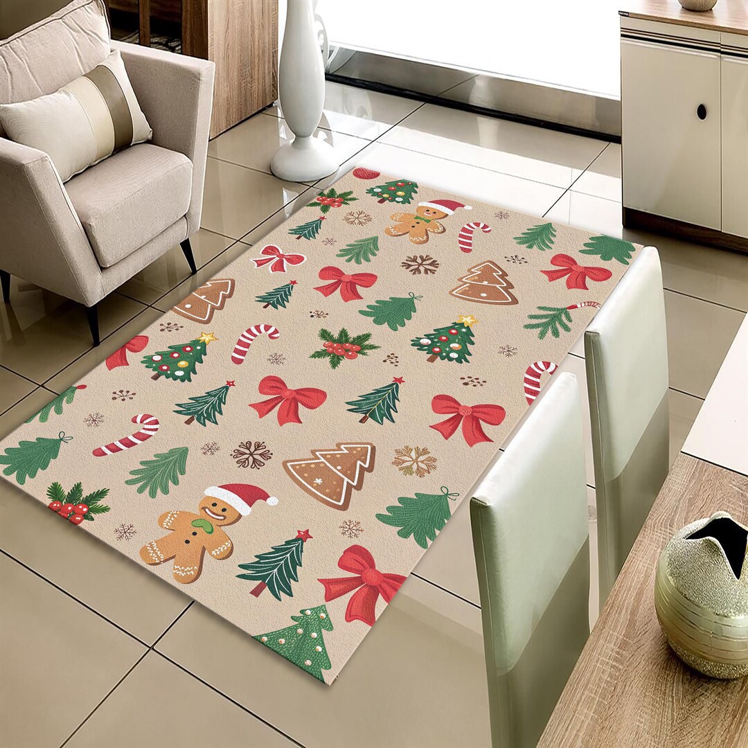 Christmas Decor Rug, Gingerbread Man Rug, Christmas Sweets Pattern ...