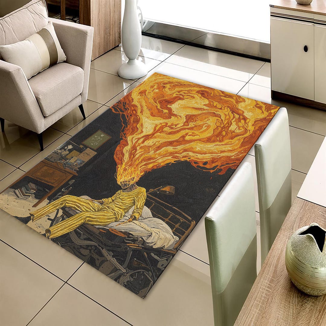 Gothic Decor Rug, Surreal Art Print Carpet, Abstract Fire Flame Area ...
