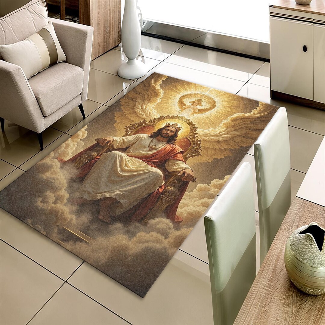 Scared Heart Rug Sacred Heart of Jesus Rug, Catholic Devotional Art, Divine Love Oil ...