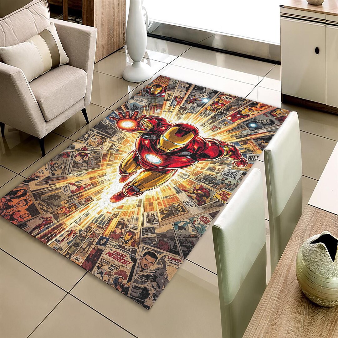 Icoon Man Rug Iron Man Rug, Super Hero Rug, Fantastic Rug, Movies Rug, Custom Rug ...