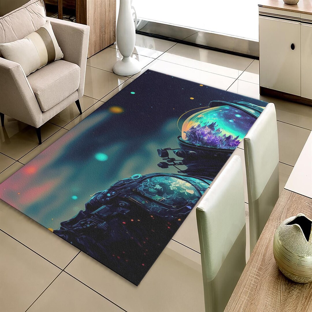 Earth Cross Section Rug, Surreal Planet Art, Sci Fi Abstract Landscape ...