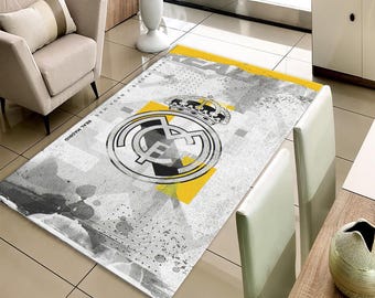 FC Real Madrid Rug, Real Madrid Rug, Football Rug, Real Madrid, Modern Rug, Anti-Slip Rug, Living Room Rug, Soccer Rug, Real Fun, 10x12 Rug