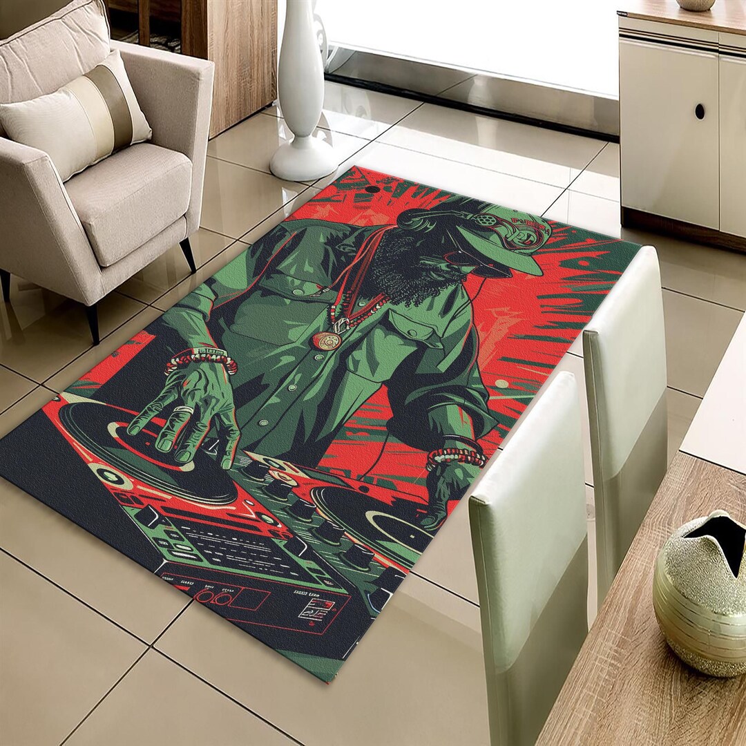 Hip Hop Rug DJ Rug, Turntable Art Mat, Hip Hop Decor, Music Studio Carpet, Pop Art ...