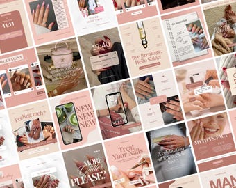 150+ Nagelstudio Instagram Vorlagen: Nail Tech Social Media Content | Instagram Post Vorlagen | Bearbeitbare Beauty Business Posts (Canva)