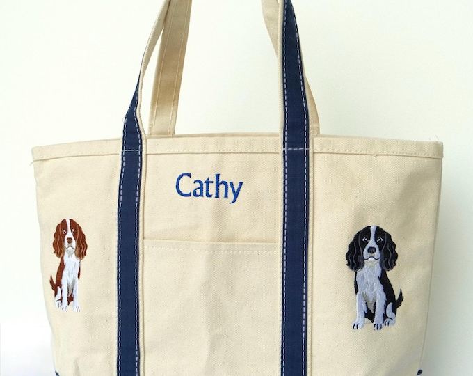 Featured listing image: Embroidered Pet Portrait Tote Bag | Personalized Canvas Dog Mom Gift