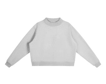Essential sweatshirt van fleece met opstaande kraag en ronde hals